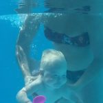 15-week-old baby able to swim alone