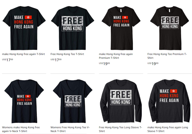 Netizens criticize Amazon for selling offensive Hong Kong T-shirts