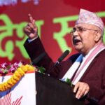 UML Chairman Oli addressing a massive public meeting in Bahadurganj today