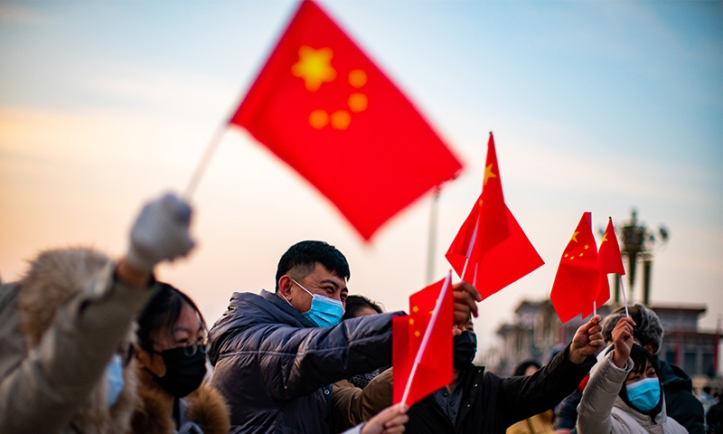 China’s five-starred red flags raised across country on first day of 2022, with blessings sent from Mars