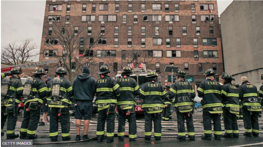 A fire in a New York apartment has killed at least 19 people, including nine children