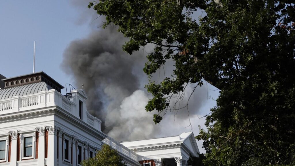 South Africa’s parliament building caught fire