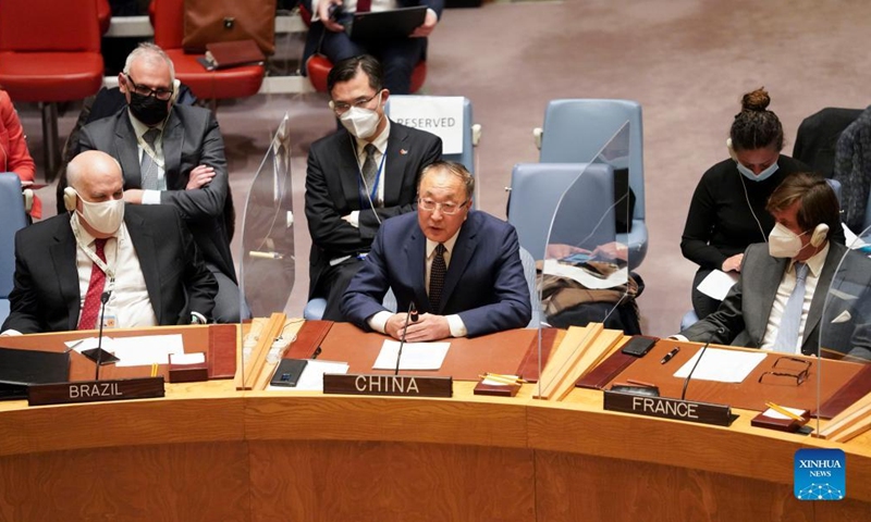 China calls on all parties concerned on Ukraine issue to solve disputes by peaceful means at UNSC emergency meeting