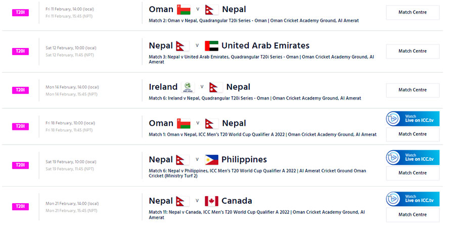 Nepali cricket team going to Oman today