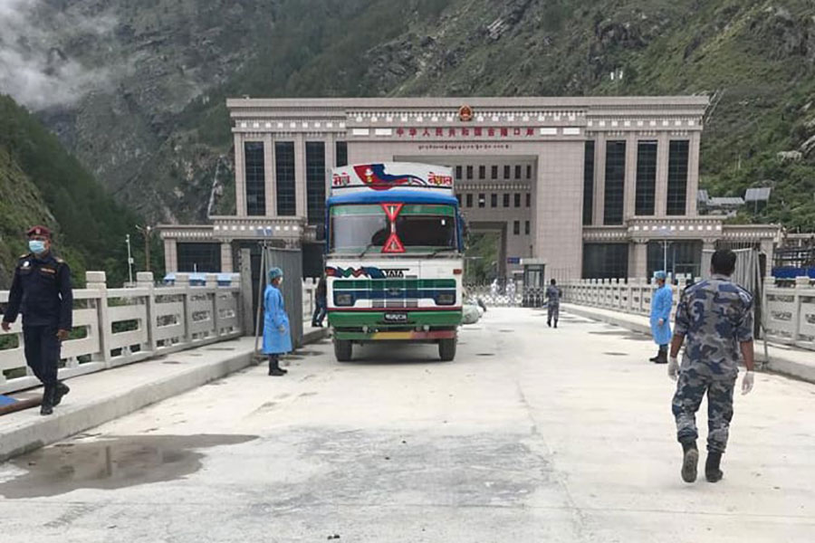 The number of containers passing through the Rasuwagadhi checkpoint has reached 14