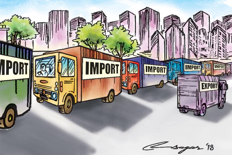 Imports of industrial items fell, while imports of consumer goods rose