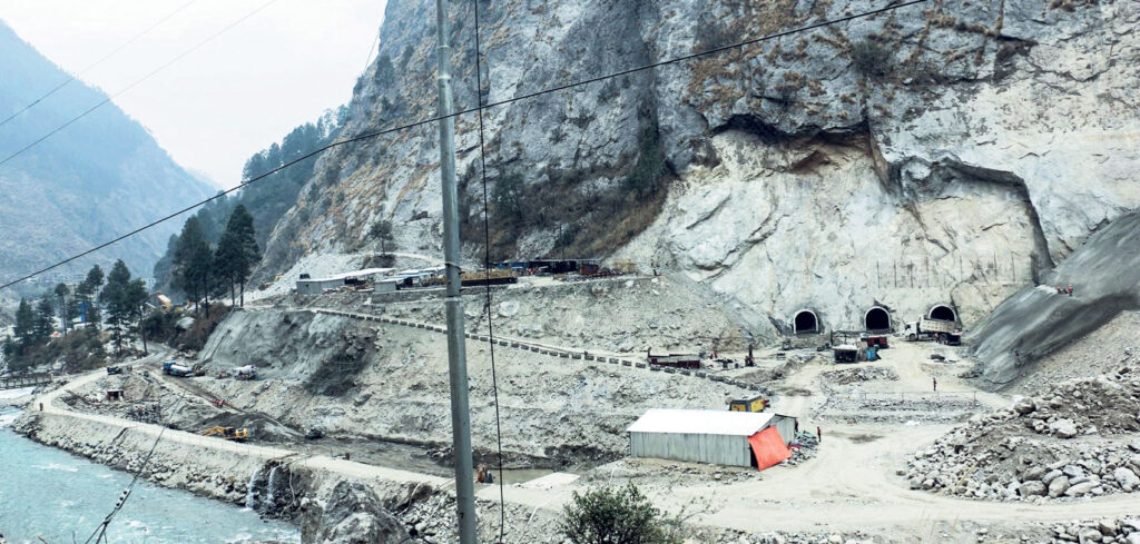 Equipment is being connected to Rasuwagadhi Hydropower Project