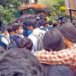 Students of St. Lawrence College protest saying that the teacher has abused them