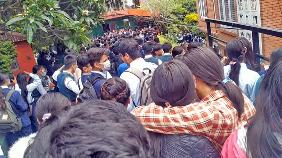 Students of St. Lawrence College protest saying that the teacher has abused them