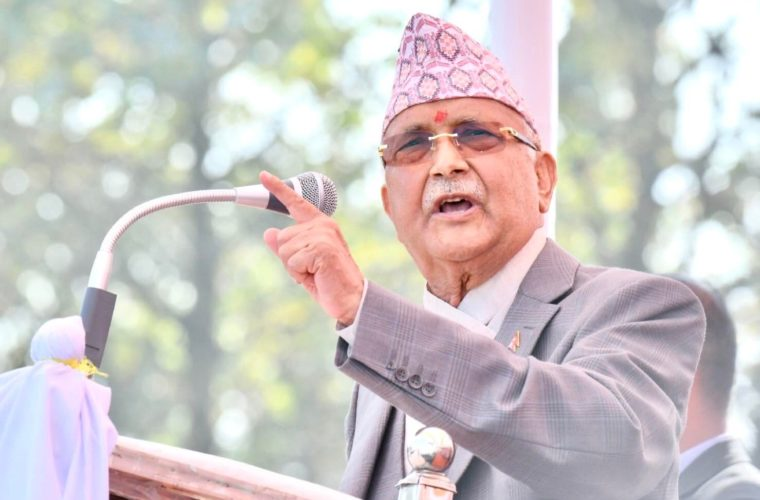 UML Chairman Oli leaving for Jhapa to address the election rally