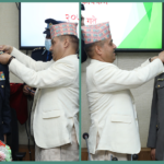 Newly appointed Chiefs of Nepal Police and APF conferred with insignias