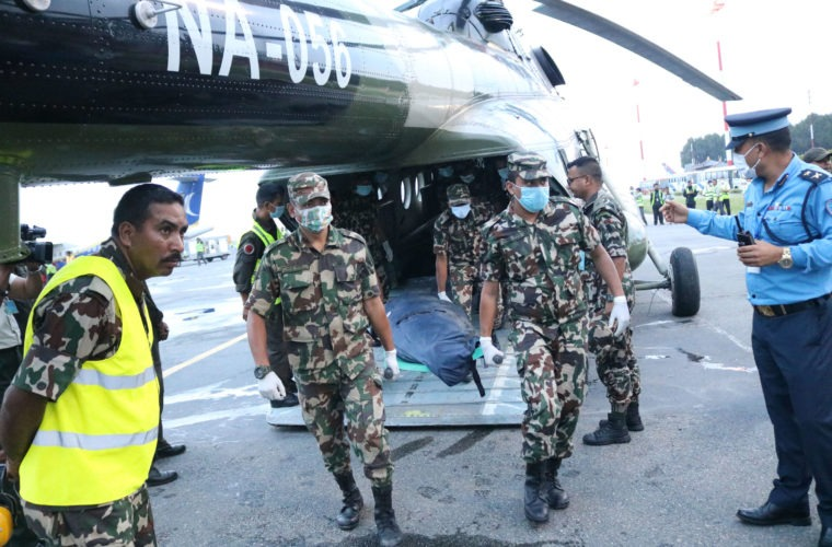 Bodies of those killed in the plane crash airlifted have been brought to Kathmandu