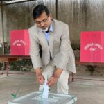 Finance Minister Sharma, who arrived at Musikot, Rukum West, voted.