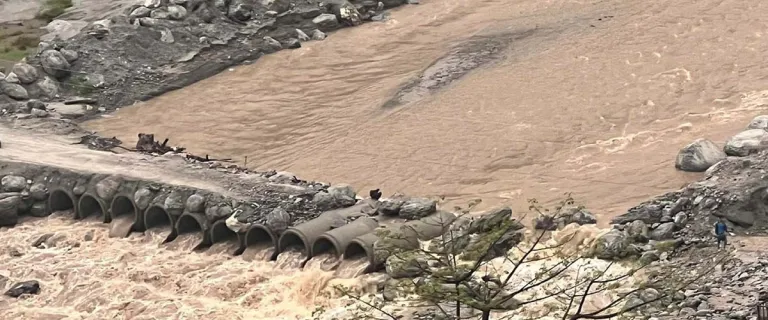 Floods damage temporary bridges in Melamchi River