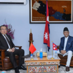 Meeting between UML Chairman Oli and CPC Foreign Department Chief Liu