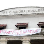 Students protest against the need to reconstruct the destroyed building by earthquake