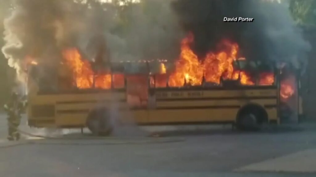 Thirty-three people injured as bus catches fire  