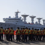 Chinese navy vessel arrived at a Beijing-built port in southern Sri Lanka