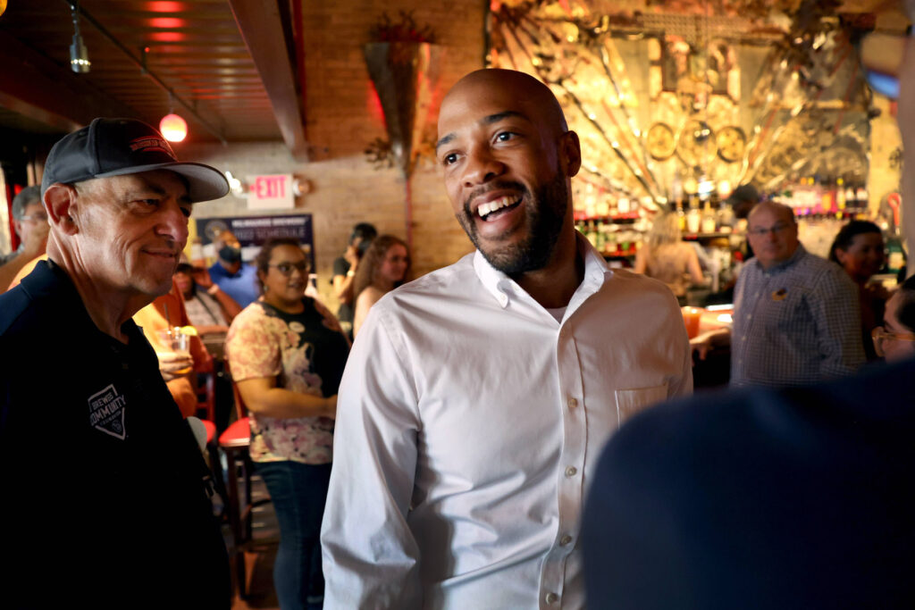 US-DEMOCRATIC-SENATE-CANDIDATE-MANDELA-BARNES-CAMPAIGNS-IN-MILWA