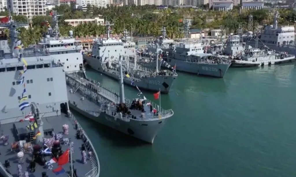 PLA Navy auxiliary ships that support South China Sea frontiers make public appearance