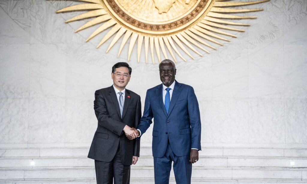 Qin Gang meets AUC chairman; both sides show confidence in prospects of China-Africa relations