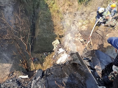 Plane crashes in Pokhara