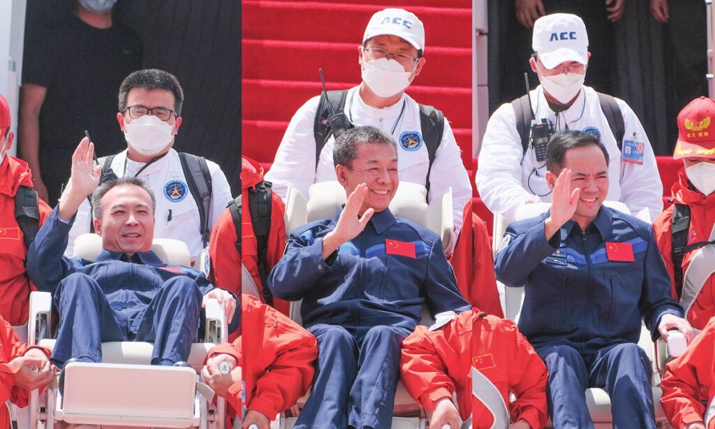 Shenzhou-15 crew make first appearance after returning to Earth in June