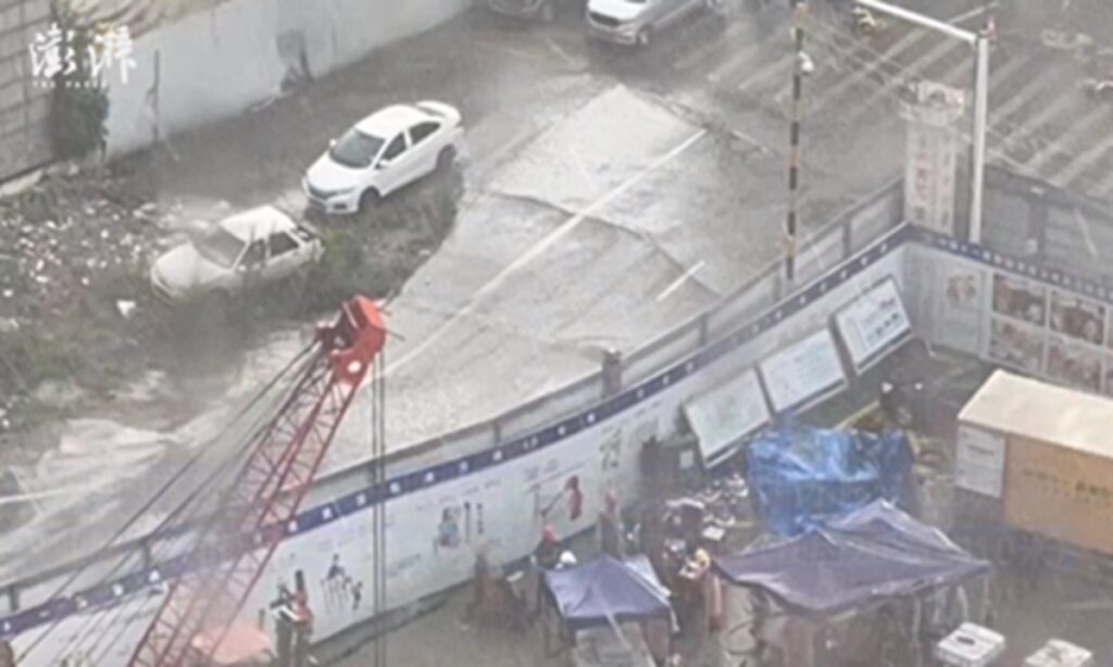 Officials confirm surrounding buildings safe after residents evacuated due to sink hole near subway construction site