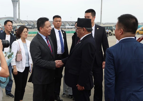 PM Dahal arrives Chengdu