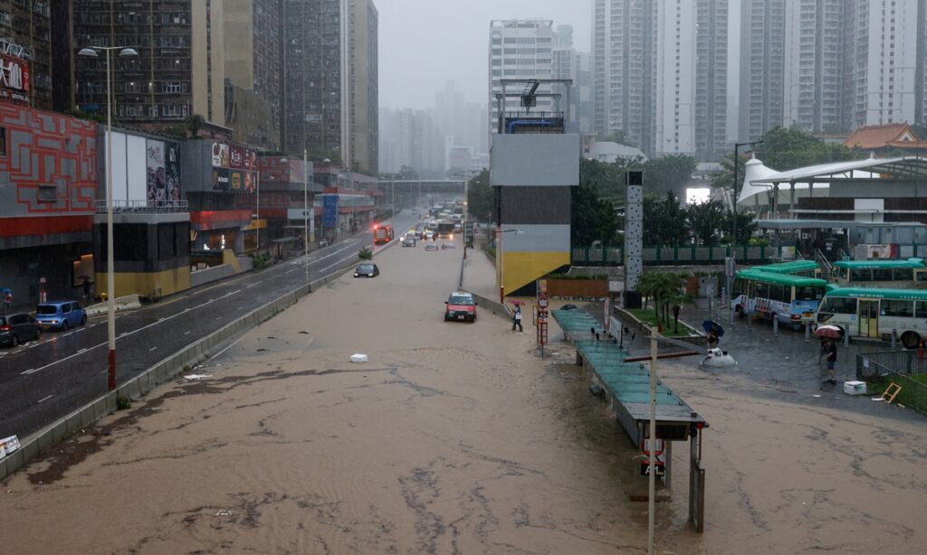 At least 110 people injured in Hong Kong as record-breaking downpours sweep Shenzhen, HK