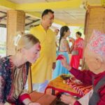 Foreign tourists observe Bijaya Dashami festival in Sauraha