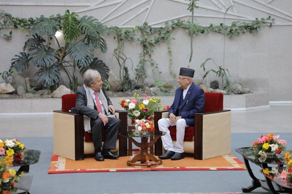 UN Secretary-General calls on UML Chair Oli 