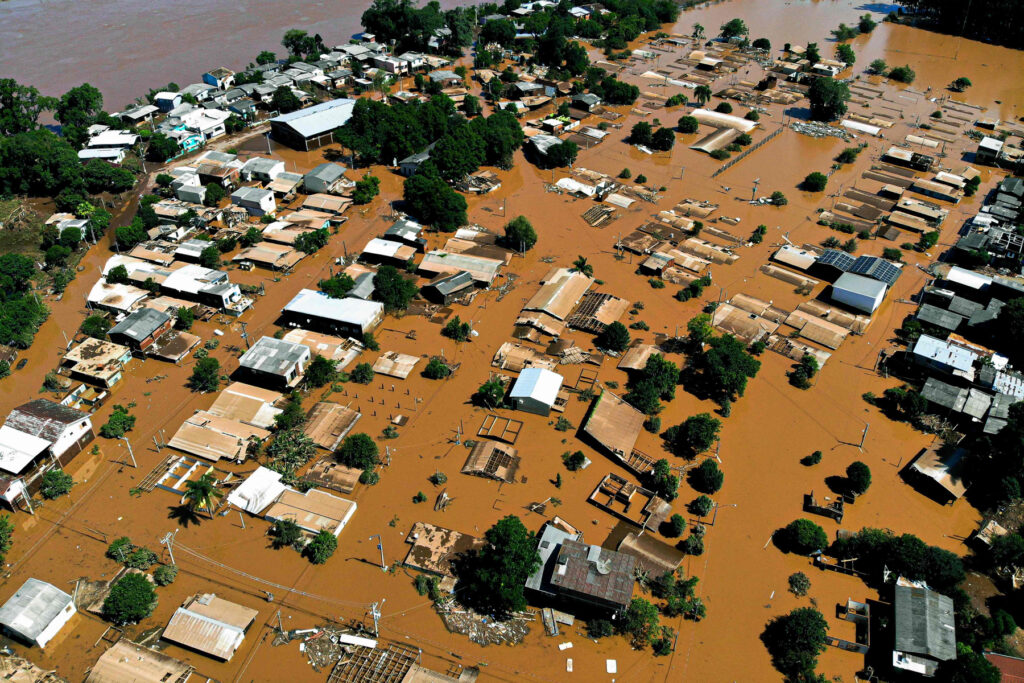 flooded neighborhood in Encantado, Rio Grande do Sul state, Brazil