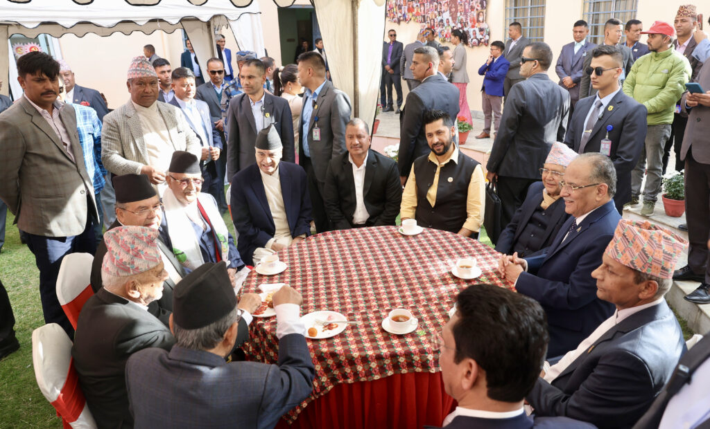 PM Dahal, NC President Deuba attend UML festival reception