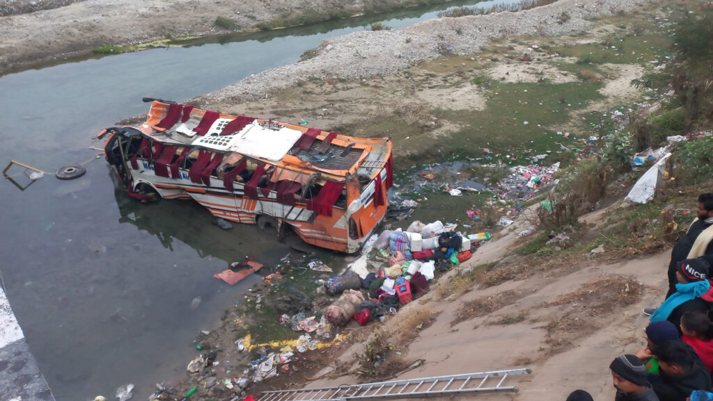 Twelve killed as bus falls into the Rapti river