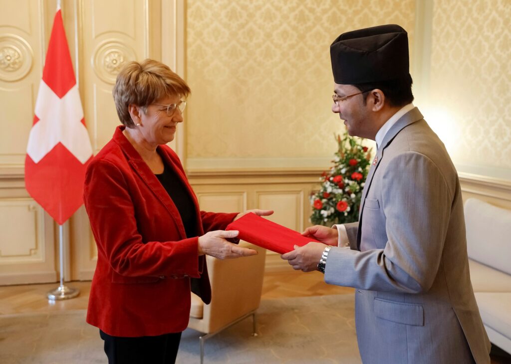 Ambassador Subedi presents credentials to Swiss President