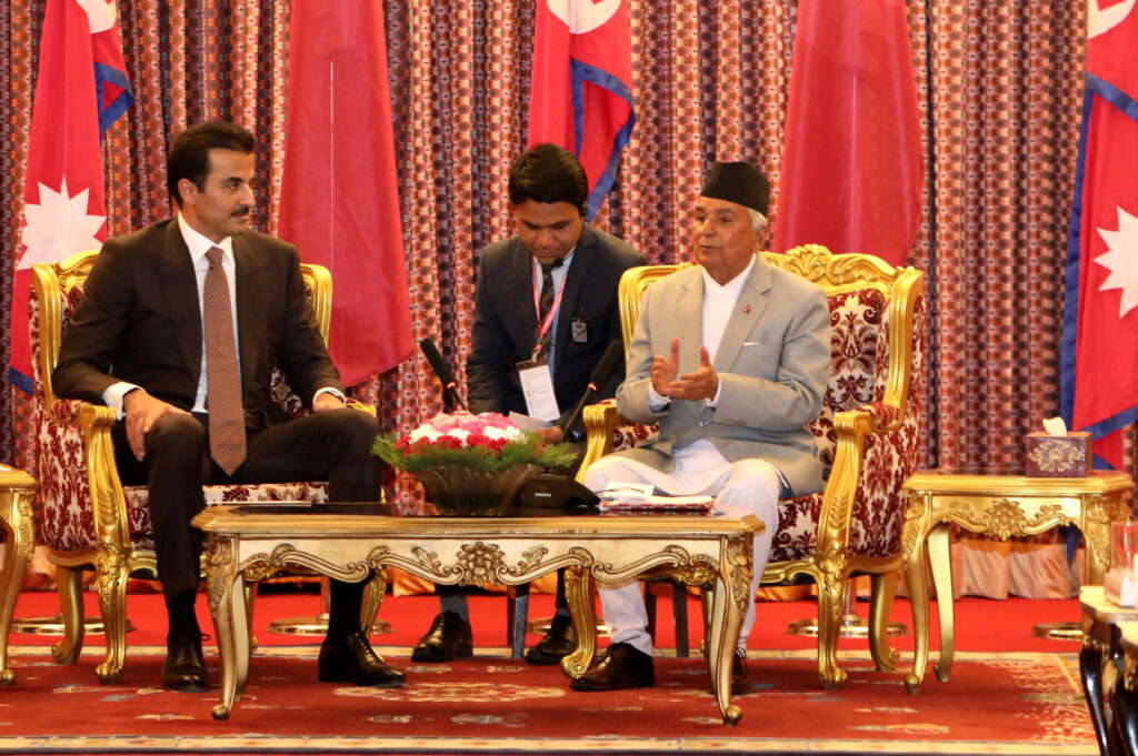 President Paudel, Emir of Qatar talk about climate change impacts and deepening Nepal-Qatar ties