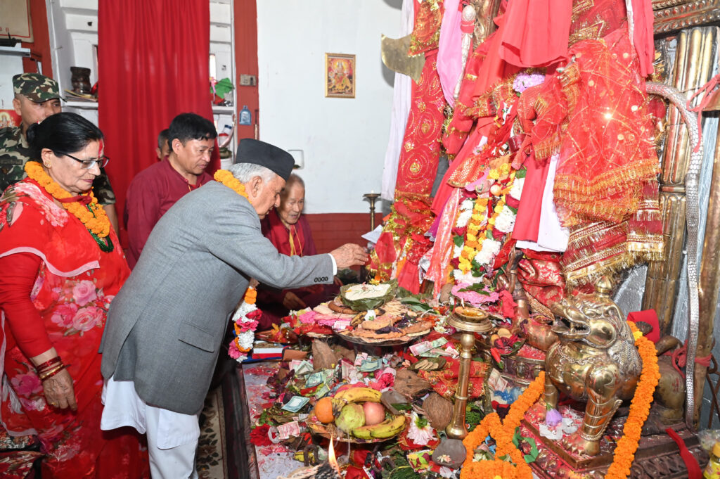 President observes Bhagawati chariot procession