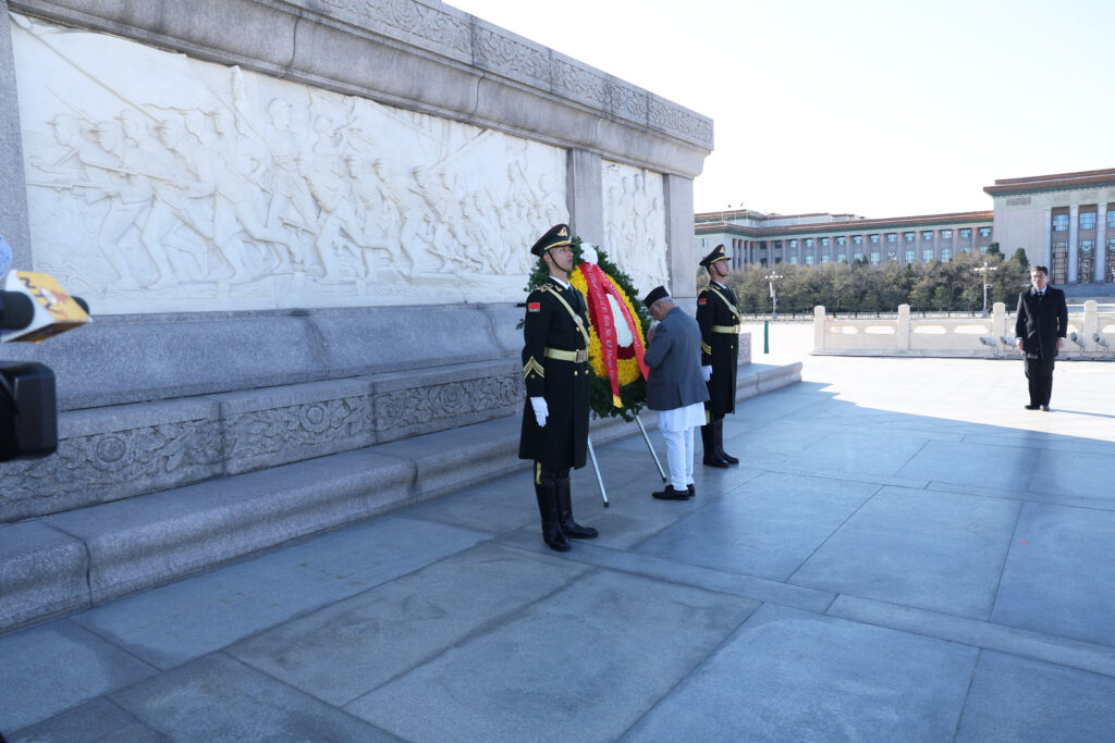 PM Oli lays wreath at Martyrs’ Monument in China