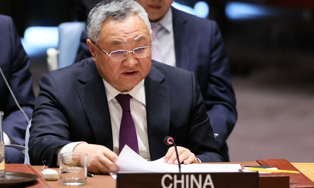 Chinese envoy puts forward four “musts” at UN security council meeting on the Palestine–Israel issue